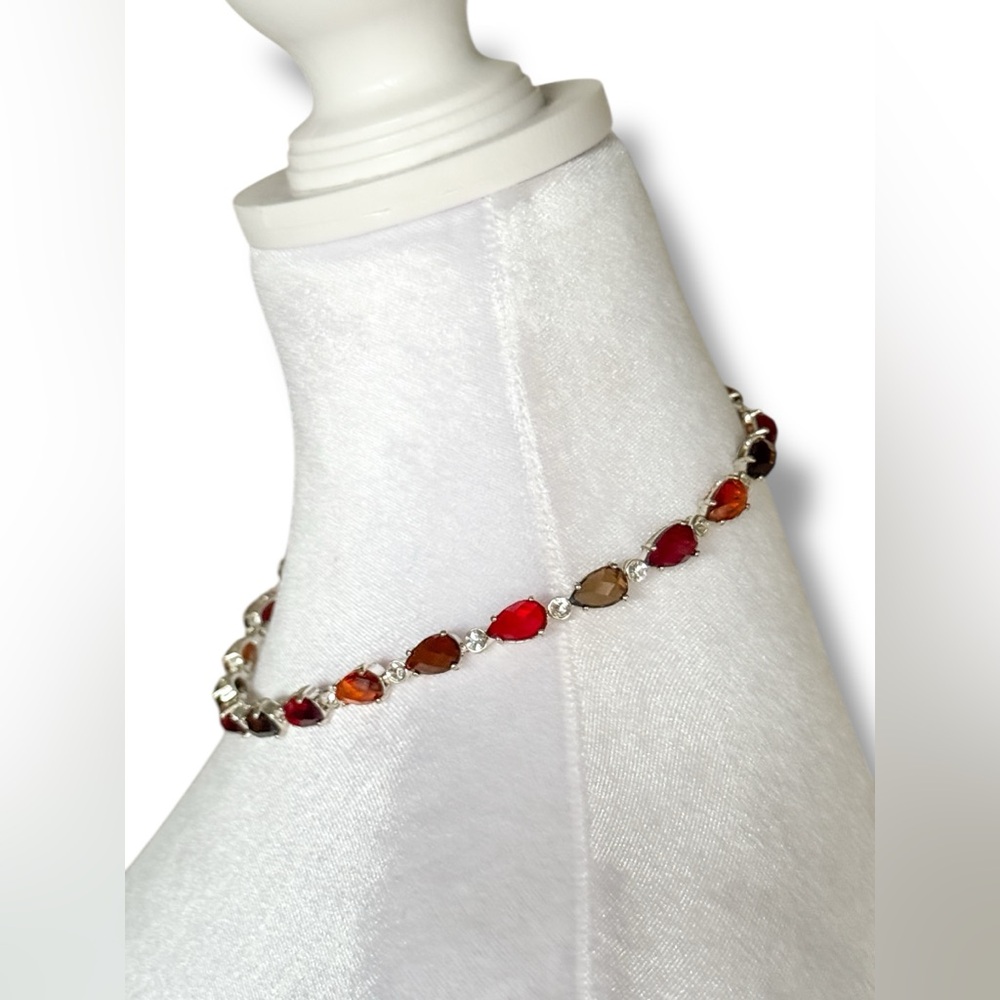 Multicolor Crystal Statement Necklace Red Orange … - image 4